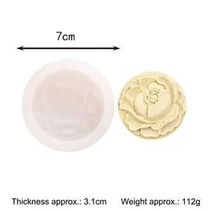 Detailed size view of rose flower silicone mold for DIY candle soap making at 7cm diameter