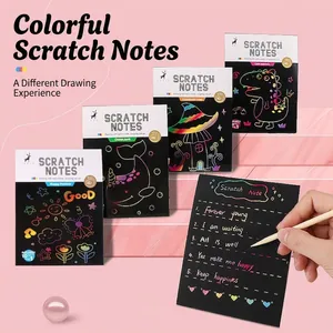 Rainbow Scratch Art Note Paper DIY Drawing Stationery For Kids Students Scratch Note Pad Creative Art Painting Supplies With Stylus