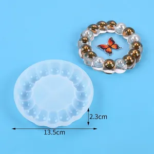 Moule en silicone DIY pour sous-verres en résine, design bulles, diamètre 13,5 cm