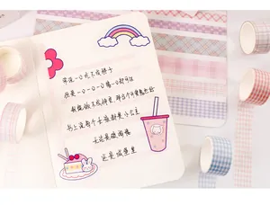 Creatieve pastel raster washi tape set voor decoratieve DIY journaling en scrapbooking