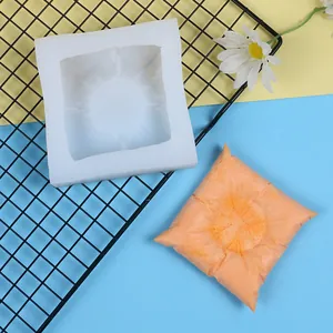 3D square pillow silicone mold with orange aromatherapy soap finished sample