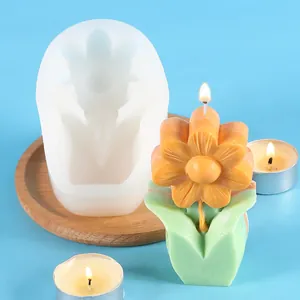Stampo 3D in silicone per candele profumate con campione di candela a tulipano