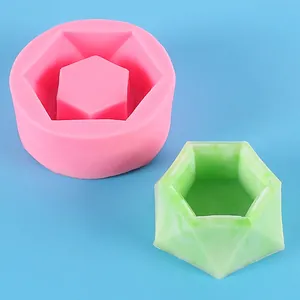 Hexagonal geometric silicone mold for DIY succulent flower pots and gypsum crafts