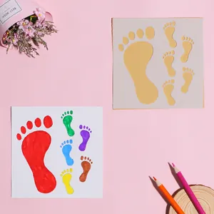 Detailed view of footprint stencils for creative DIY drawing and scrapbooking projects