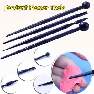 Professional Plastic Fondant Flower Sculpting Modeling Tool Set For DIY Cake Decoration And Clay Crafting Black Baking Set