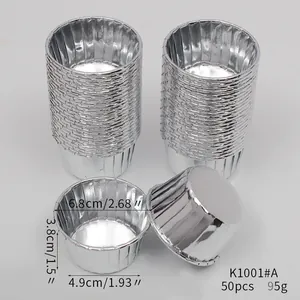 Silver metallic cupcake liners dimensions 6.8cm top 4.9cm bottom diameter 50pcs set