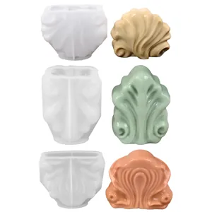Set of 3D decorative shell and acanthus leaf silicone molds for DIY resin crafts