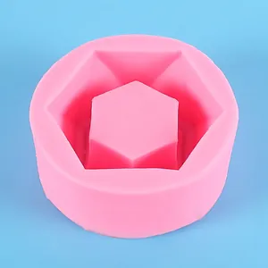 Top view of pink hexagonal silicone mold for DIY succulent pots and candle making