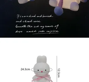 Dimension details of the cute white rabbit LED night light showing height and width markings