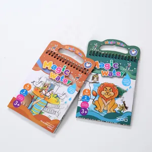 Reusable magic water painting book set for kids with zoo and amusement park themes.