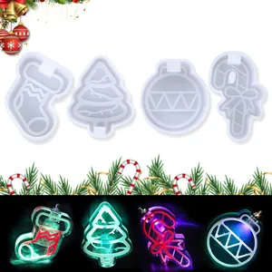 DIY Weihnachtsserie Silikonformen Weihnachtsbaum Socke Zuckerstange Anhänger Dekorationen Harzguss Aroma Stein Herstellung Form