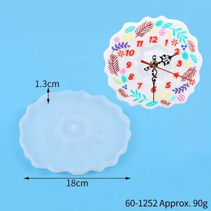 Macro view of round floral clock silicone mold with 18cm diameter and 1.3cm thickness