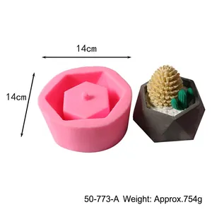 Vue détaillée du moule en silicone hexagonal pour pots de fleurs DIY avec dimensions