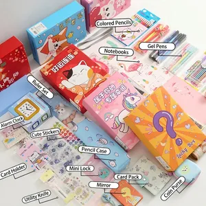 Creative children's stationery blind box gift set with various colorful school supplies