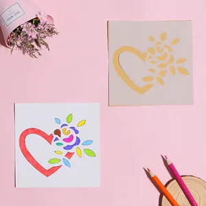DIY scrapbooking heart and flower hollow drawing stencil for creative art painting
