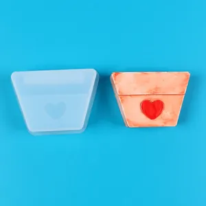Heart-shaped flower pot silicone mold for DIY resin crafts and plaster desktop ornaments