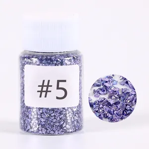 Detailed view of #5 iridescent purple crushed glass stones for DIY resin art decoration