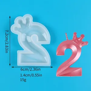 Detailed dimensions and weight of crown number 2 silicone mold for birthday candles