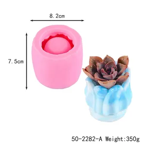 Moule en silicone pour jardinière succulente, 8,2x7,5 cm, avec pot de fleurs fini