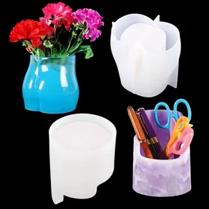 DIY butt-shaped flower pot and pen holder silicone resin molds for home desk decoration