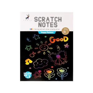 Rainbow scratch paper notes kit for kids DIY art with 10 sheets and pen