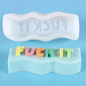 Wavy wave silicone mold for slogan candles and handmade soaps with 'FUCK IT' 3D letters