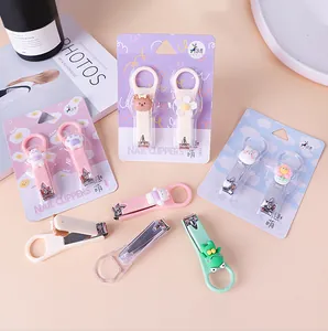 Cartoon mini portable nail clipper set with cute animal and flower patterns for travel
