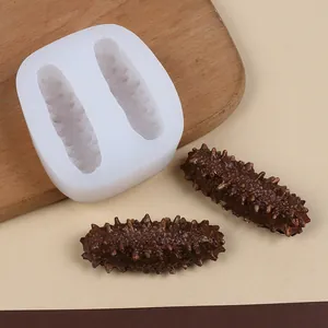 Simulatie Zeekomkommer Siliconen Vorm Realistische Textuur Dubbele Holte Fondant Chocolade Zeep DIY Bakken Taart Decoratie