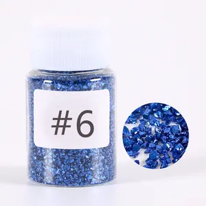 Close-up of blue crushed glass stone material #6 for DIY resin crafts and art decoration