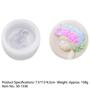 Silicone mold for DIY soap and chocolate making featuring a floral girl relief detail