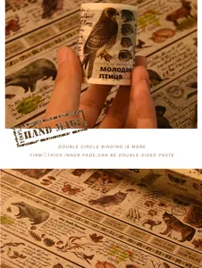 Nahaufnahme von hochwertigem Vintage-Washi-Tape mit Falken und Naturmotiven