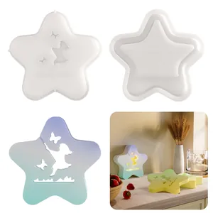 Molde de Silicona Hueco en Forma de Estrella para Portavelas DIY Artesanías de Resina Vela Aromática Ornamento Mariposa Hada