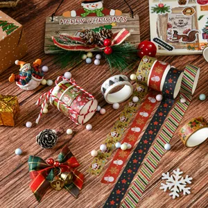 6-roll Christmas washi tape set with festive Santa and snowflake patterns for DIY decor