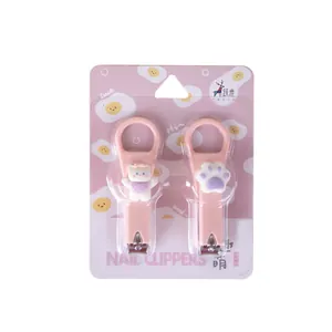 Set of two cute pink portable cartoon nail clippers featuring cat and paw designs