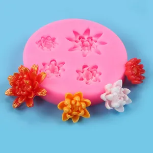 Molde de silicona rosa con forma de flor para velas aromáticas y decoraciones de tartas 3D