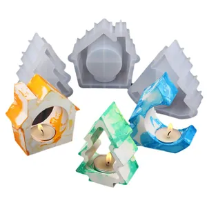 Christmas tree and house shaped candle holder silicone molds for DIY resin casting