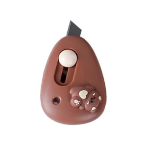 Cute brown cartoon bear mini portable utility knife for unboxing and office paper cutting
