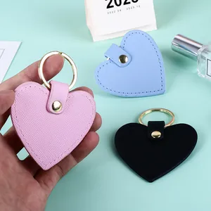 Lot de porte-clés en cuir en forme de cœur rose, bleu et noir, cadeau élégant pour clés