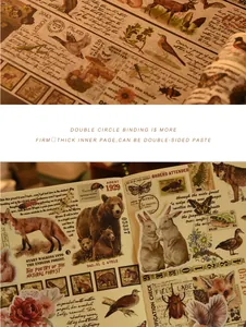 Vintage-Washi-Tape-Set mit Waldtieren und botanischen Scrapbooking-Aufklebern
