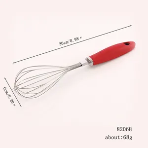 Dimensioni dettagliate della frusta manuale in acciaio inox con manico in silicone.