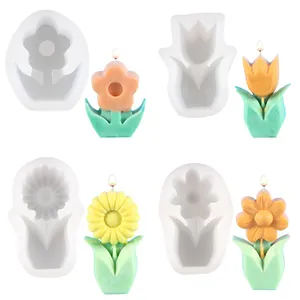 Set professionale di stampi in silicone a forma di tulipano per creare candele profumate