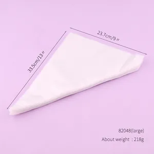 Detailed view of large disposable PE piping bags showing specific size and weight