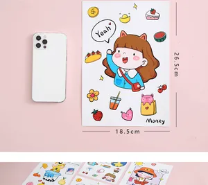 Large waterproof cartoon girl sticker sheet for luggage and laptop, size 26.5x18.5cm