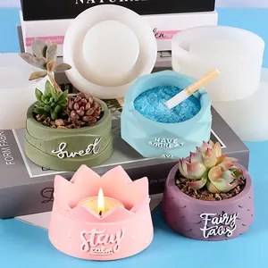 DIY Silicone Ashtray Mold Succulent Flower Pot Mold Resin Casting Mold For Candle Plaster Home Decoration Crafts Handmade Tool