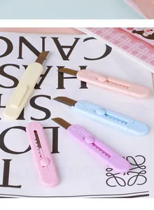 Colorful mini retractable utility knives for opening boxes and office paper cutting