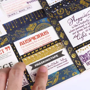 Gold foil washi tape and stickers for DIY bullet journaling and craft decoration