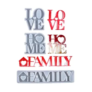 DIY silicone molds for LOVE HOME FAMILY resin ornaments and finished glitter samples