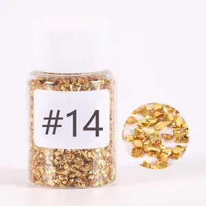 Metallic Gold Silver Rose Gold Foil Flakes Irregular Crushed Glass Gravel DIY Crystal Epoxy Resin Filling Materials For Painting Jewelry Art Decoration