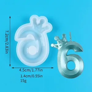 Silicone crown number 6 mold for birthday party cake and candle decoration with sizes