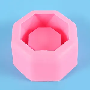 Octagonal pink liquid silicone mold for DIY succulent flower pots and aromatherapy candles